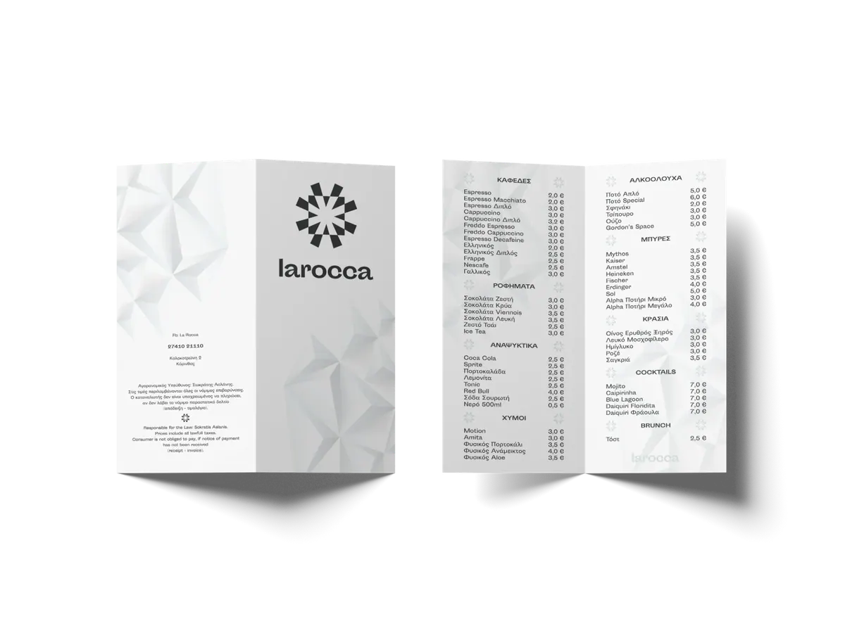 LaRocca, Ταυτότητα και μενού, εικόνα 5
